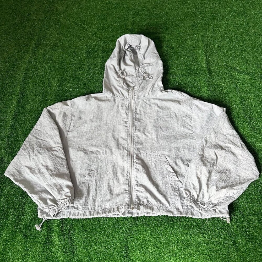 LAB Studio Vivid Lauren Oversized Cropped Windbreaker Running Jacket Hooded M/L